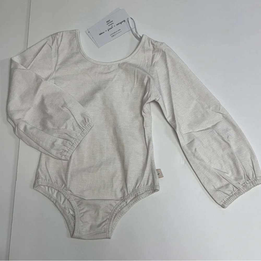 OMI JO NWT Oatmeal Leotard Bodysuit Long Sleeve Ivory Girls 3T SS37 New with tag
